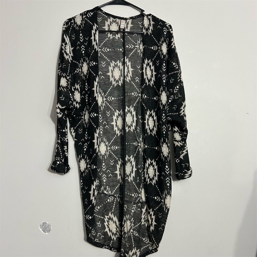Xhilaration Women's‎ Aztec Print Kimono Cardigan Black XS